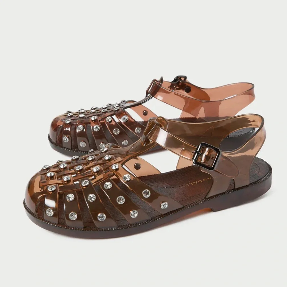 Loeffler Randall • Rhys Brown Jelly Sandal cage gladiator rhinestone strappy - Picture 4 of 15